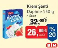 DAPHNE KREM ŞANTİ 150 G fiyat ve kampanya bilgisi